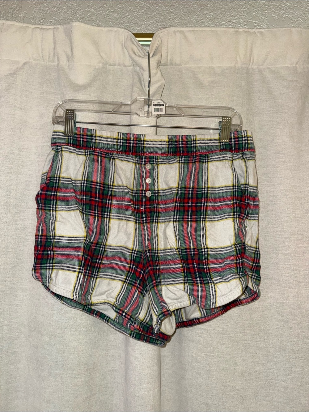 Aerie Red Green White Plaid Flannel Pajama Sleep Shorts M
